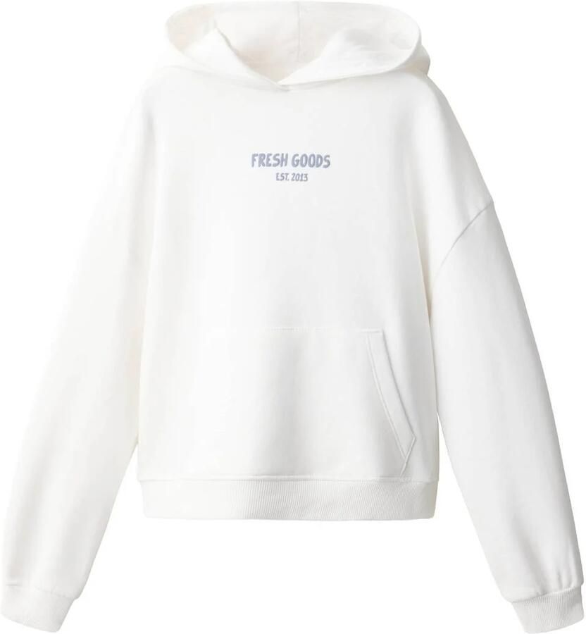 Mango Kids hoodie met backprint wit Sweater Backprint