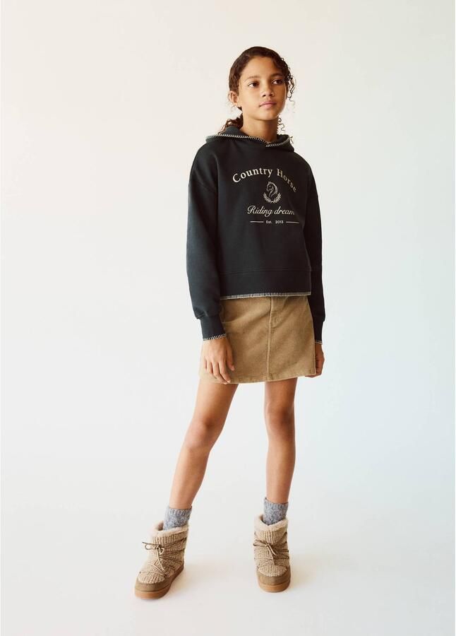 Mango Kids hoodie met tekst antraciet Sweater Grijs Printopdruk