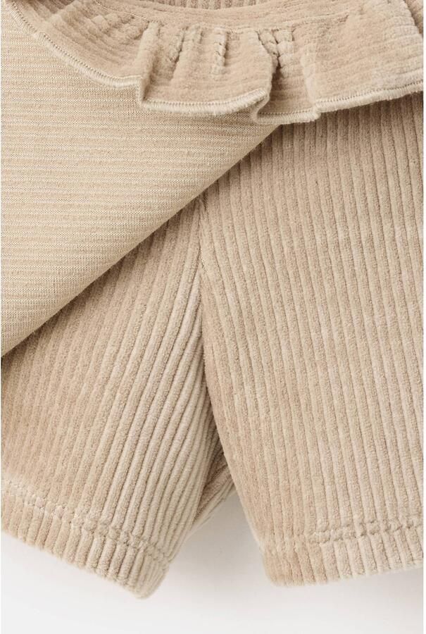 Mango Kids corduroy skort met ruches beige Rok Effen - Foto 3