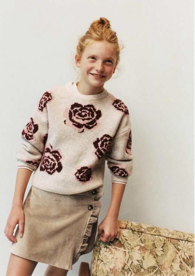Mango Kids corduroy skort met ruches beige Rok Effen - Foto 2