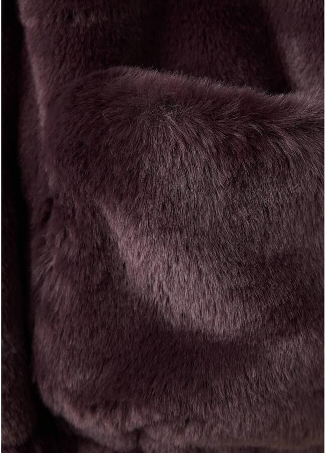 Mango Kids imitatiebont winter faux fur jas donkerrood Meisjes Polyester Opstaande kraag - Foto 2