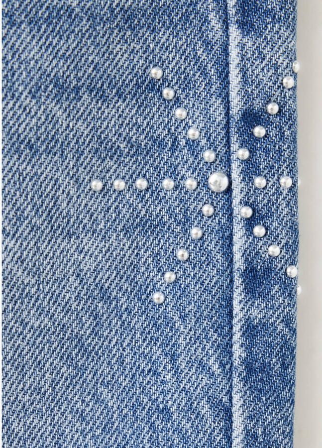 Mango Kids jeans met strass-steentjes middelblauw - Foto 3