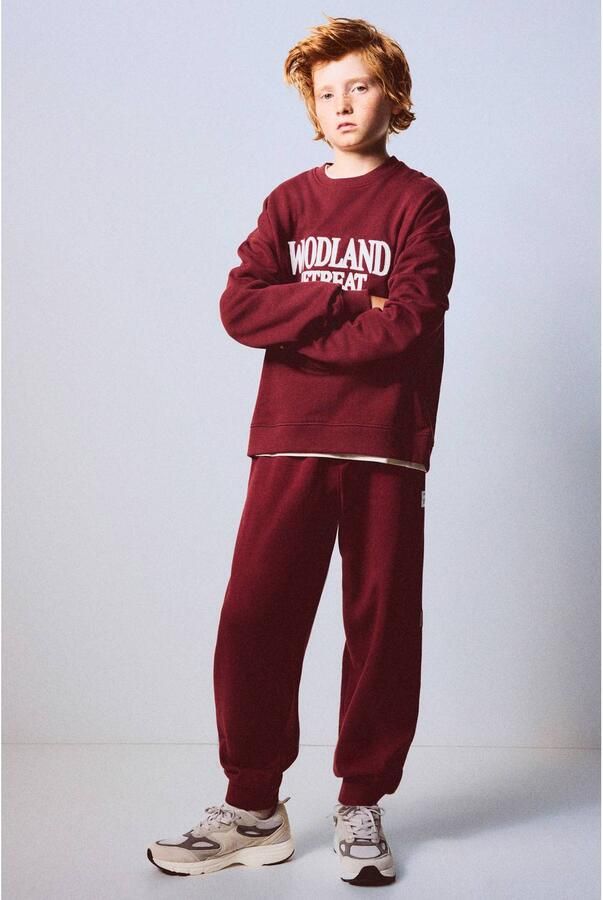 Mango Kids joggingbroek donkerrood Jongens Sweat Effen
