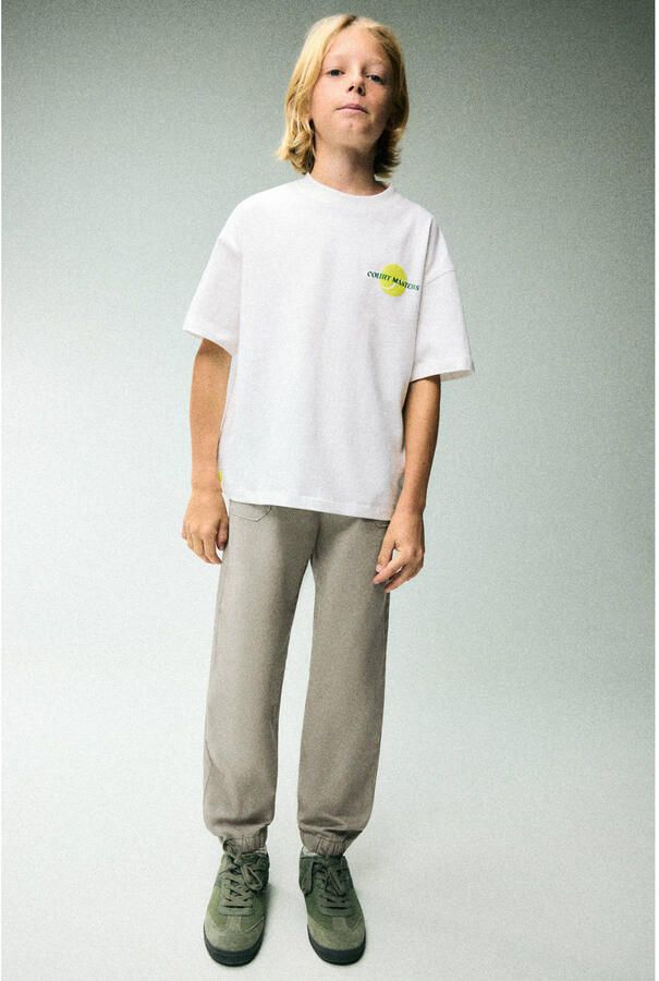 Mango Kids joggingbroek lichtkaki