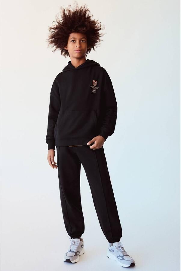 Mango Kids joggingbroek zwart Jongens Sweat Effen