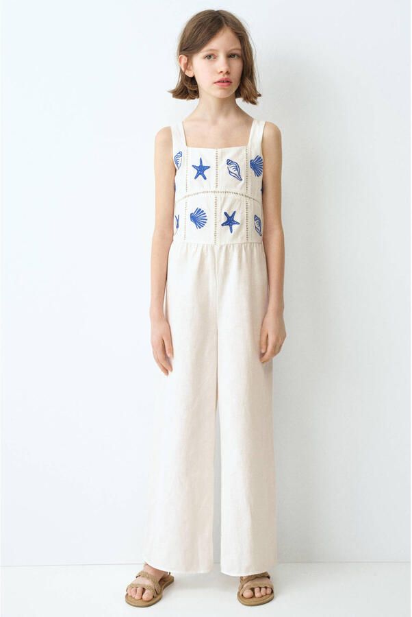 Mango Kids jumpsuit linnen ecru