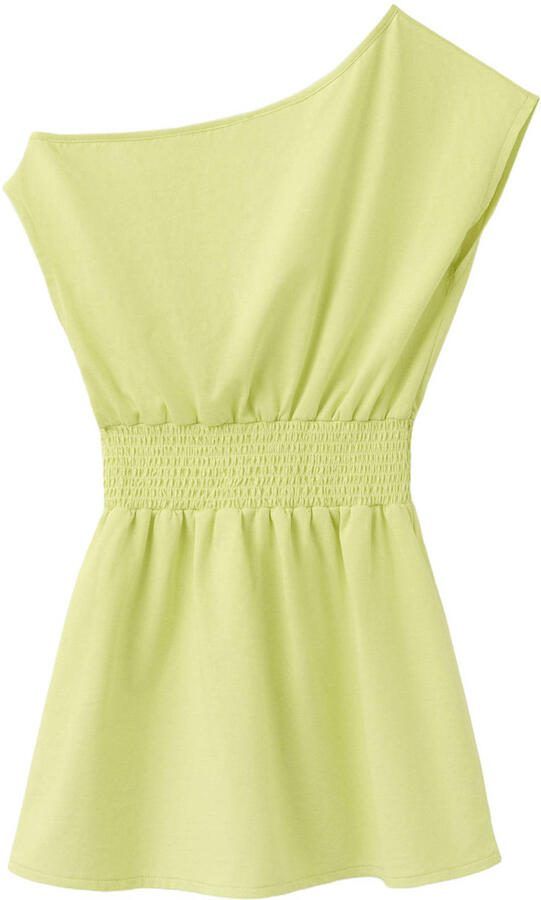 Mango Kids jurk met smockwerk limegroen - Foto 2