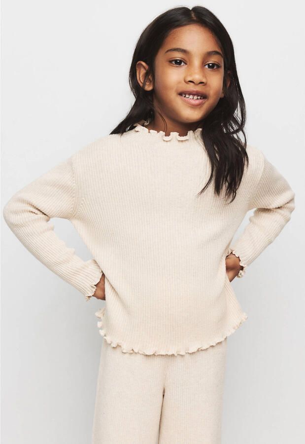 Mango Kids katoenen gebreide trui beige