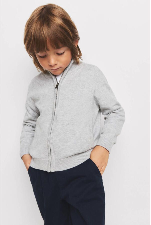 Mango Kids katoenen gebreide vest grijs