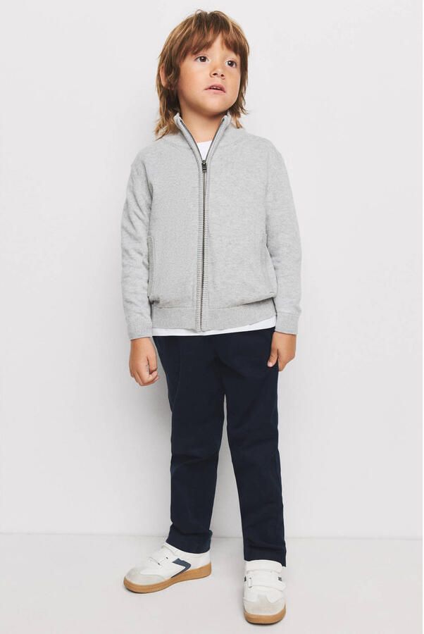 Mango Kids katoenen gebreide vest grijs - Foto 3