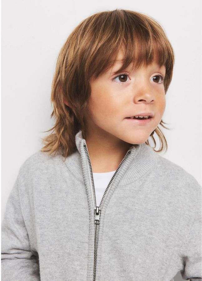 Mango Kids katoenen gebreide vest grijs - Foto 2