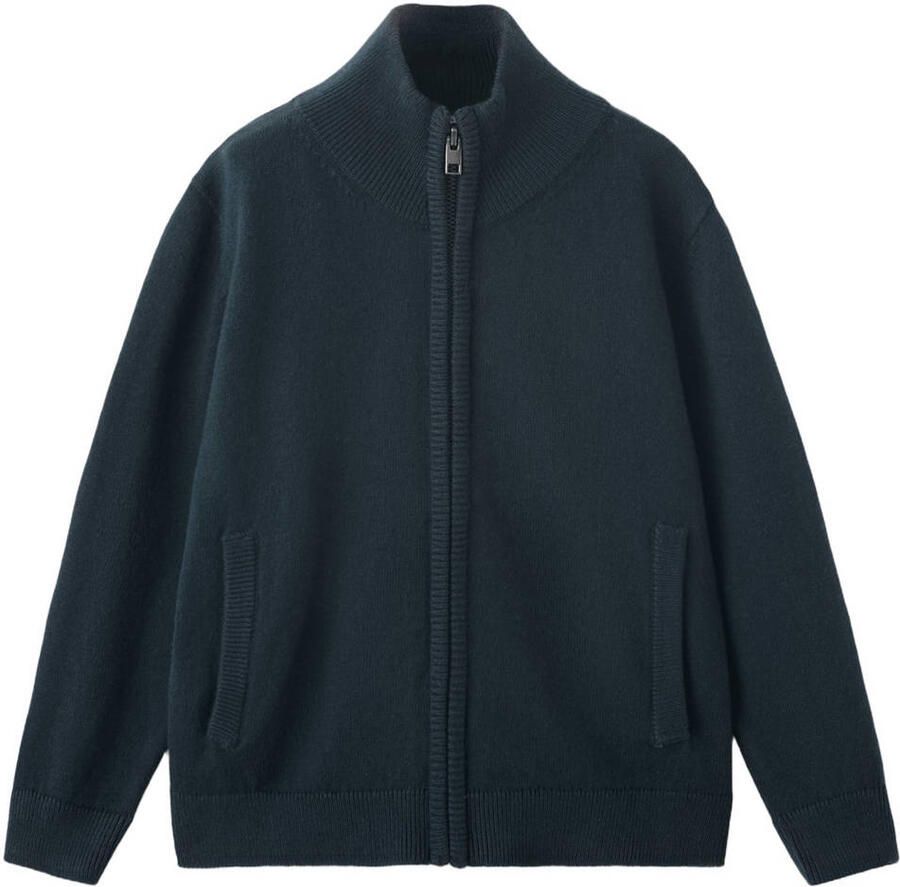 Mango Kids katoenen gebreide vest marineblauw