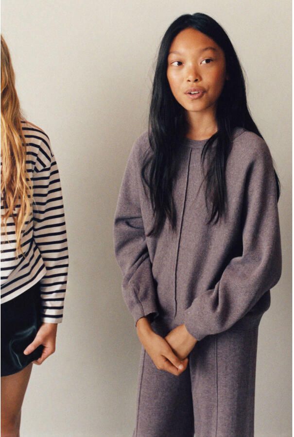 Mango Kids katoenen oversized gebreide trui paars