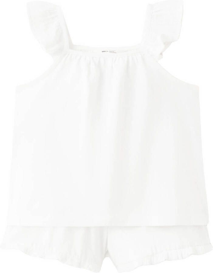 Mango Kids katoenen shortama met ruches wit