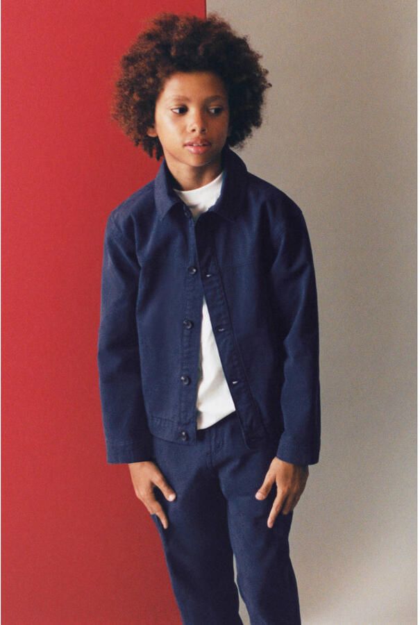 Mango Kids katoenen spijkerjas donkerblauw