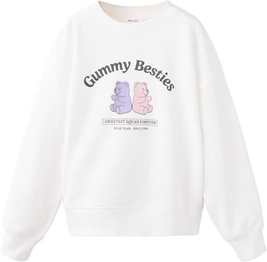 Mango Kids katoenen sweater met print wit