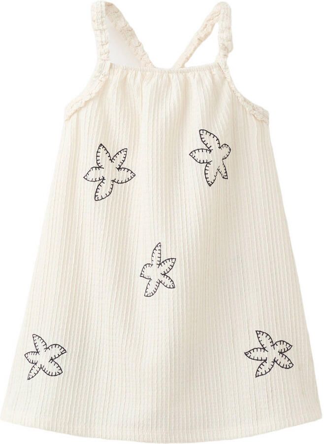 Mango Kids korte a-lijn jurk met borduursels beige