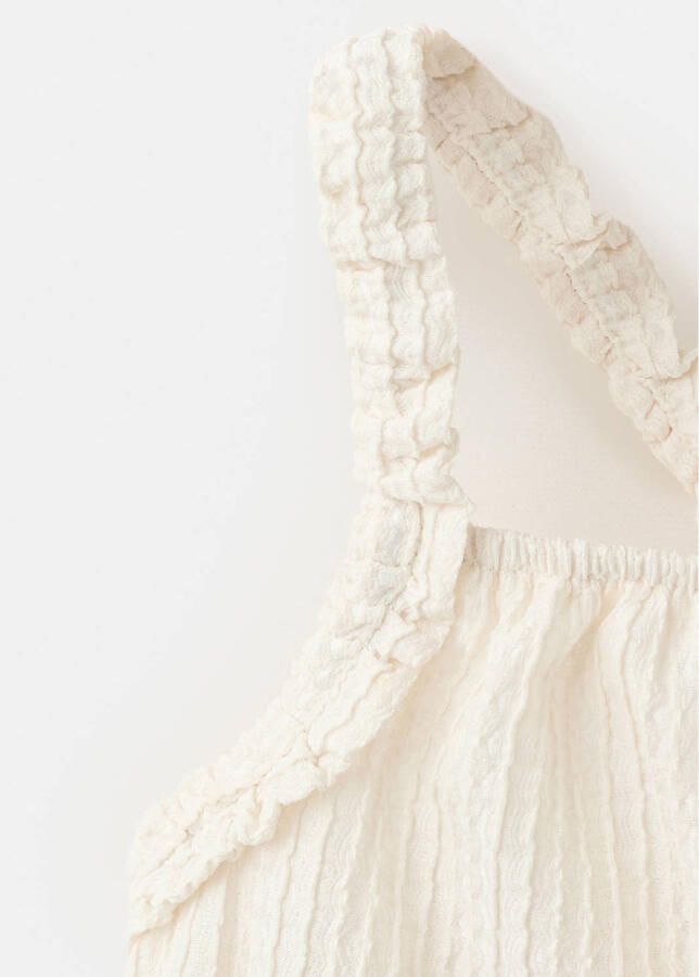 Mango Kids korte a-lijn jurk met borduursels beige - Foto 2