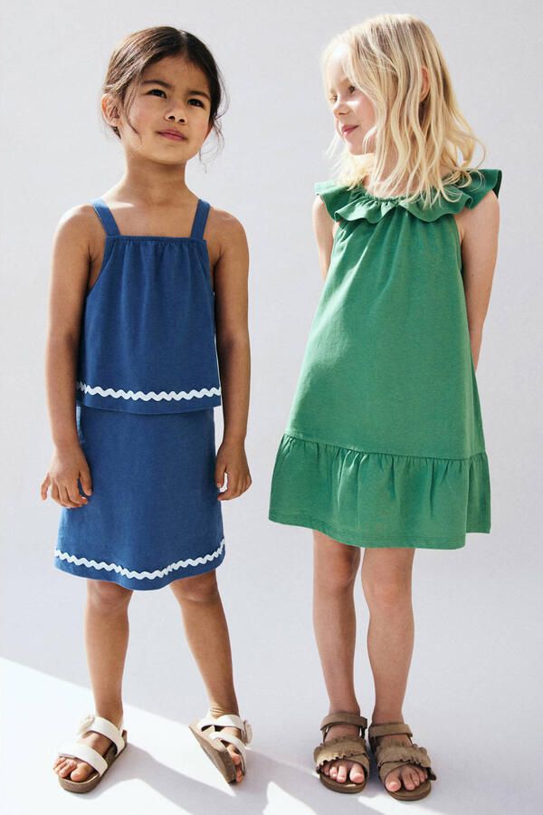 Mango Kids korte jurk blauw