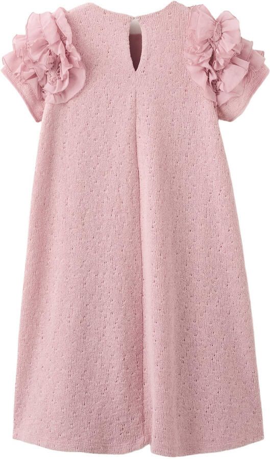 Mango Kids korte jurk fijn gebreid lichtroze