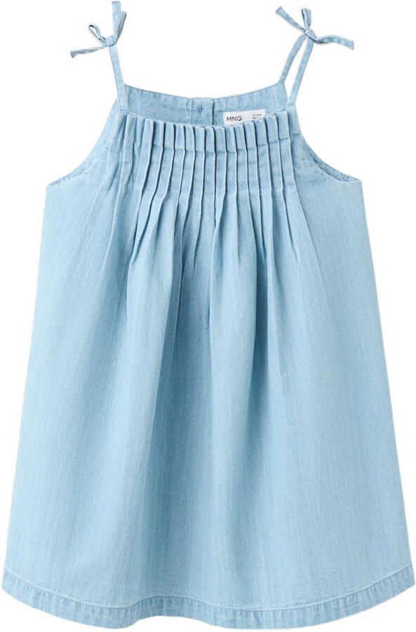 Mango Kids korte jurk light blue denim