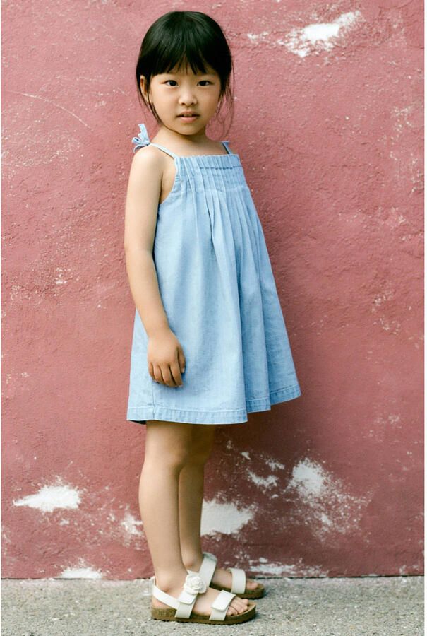 Mango Kids korte jurk light blue denim - Foto 3
