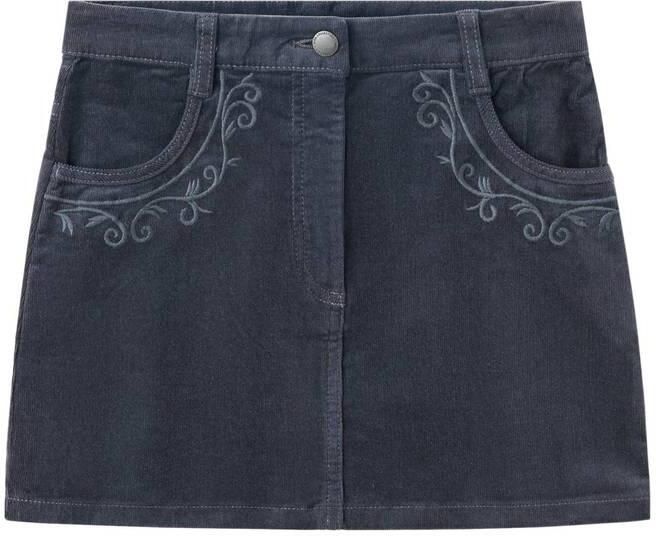 Mango Kids korte rok met borduursels print en corduroy details grijs Meisjes Katoen
