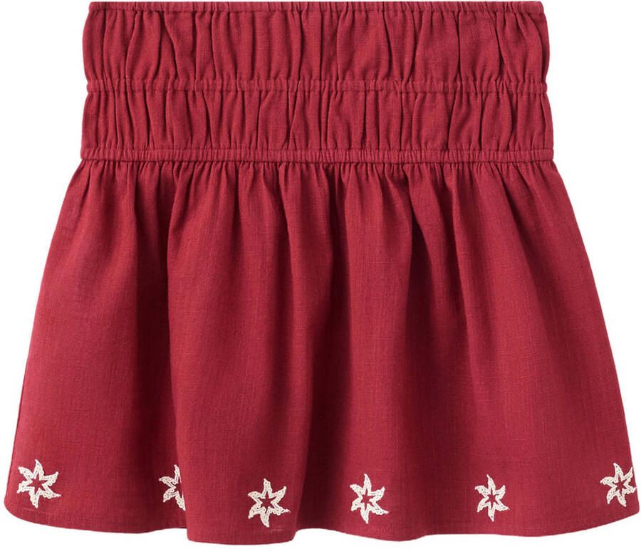 Mango Kids korte rok met borduursels rood
