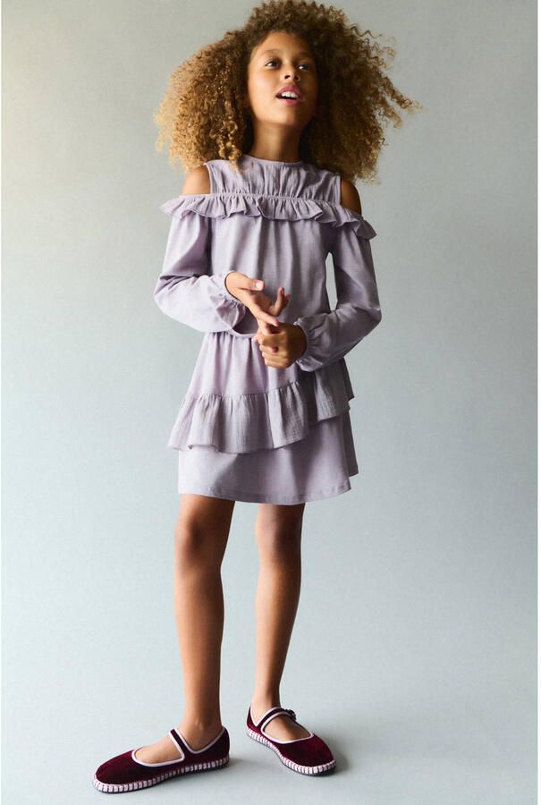 Mango Kids korte rok met ruches lila