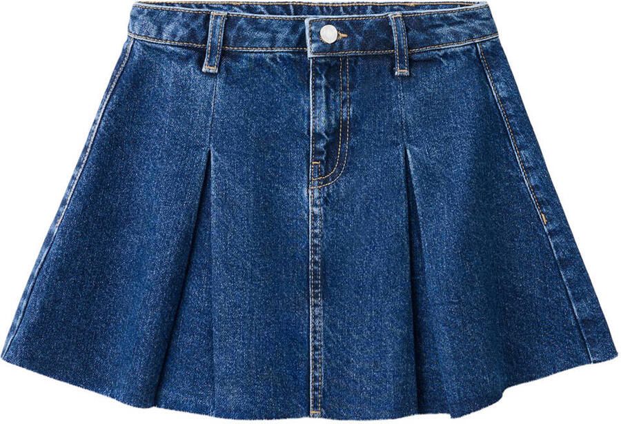 Mango Kids korte spijkerrok met rafels donkerblauw
