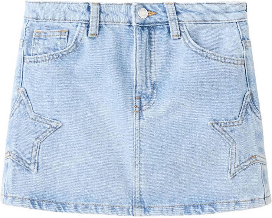 Mango Kids korte spijkerrok met sterren lichtblauw
