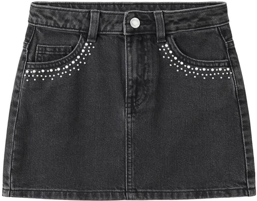 Mango Kids korte spijkerrok met strass-steentjes grijs