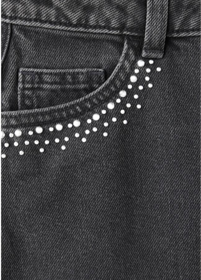 Mango Kids korte spijkerrok met strass-steentjes grijs - Foto 2
