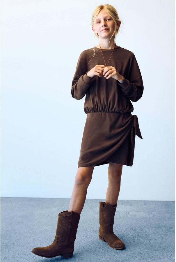 Mango Kids korte sweatjurk bruin