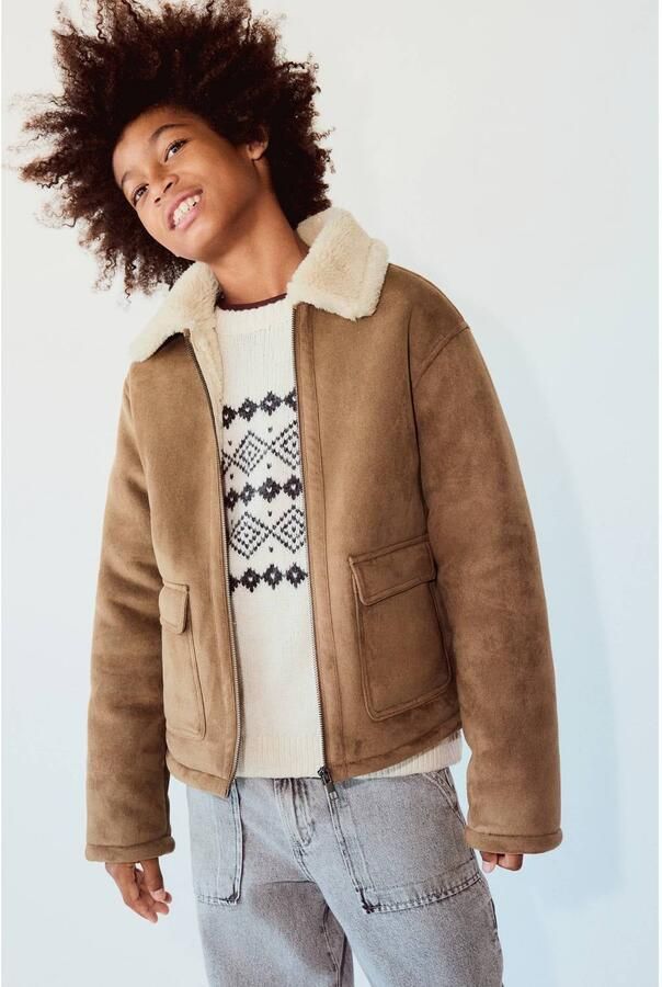 Mango Kids lammy coat bruin