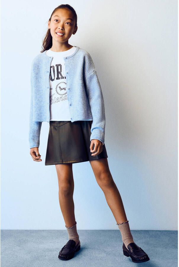 Mango Kids leren A-lijn rok bruin