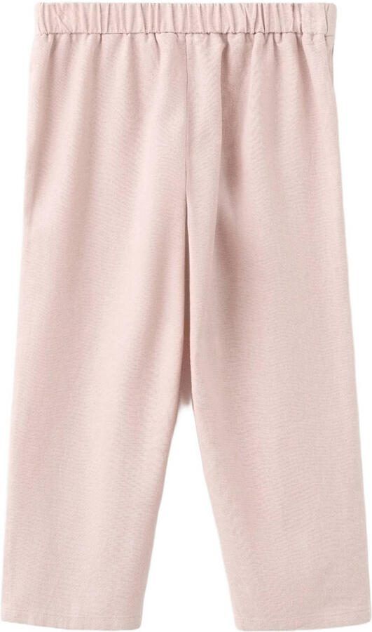 Mango Kids linnen casual broek lichtroze - Foto 3