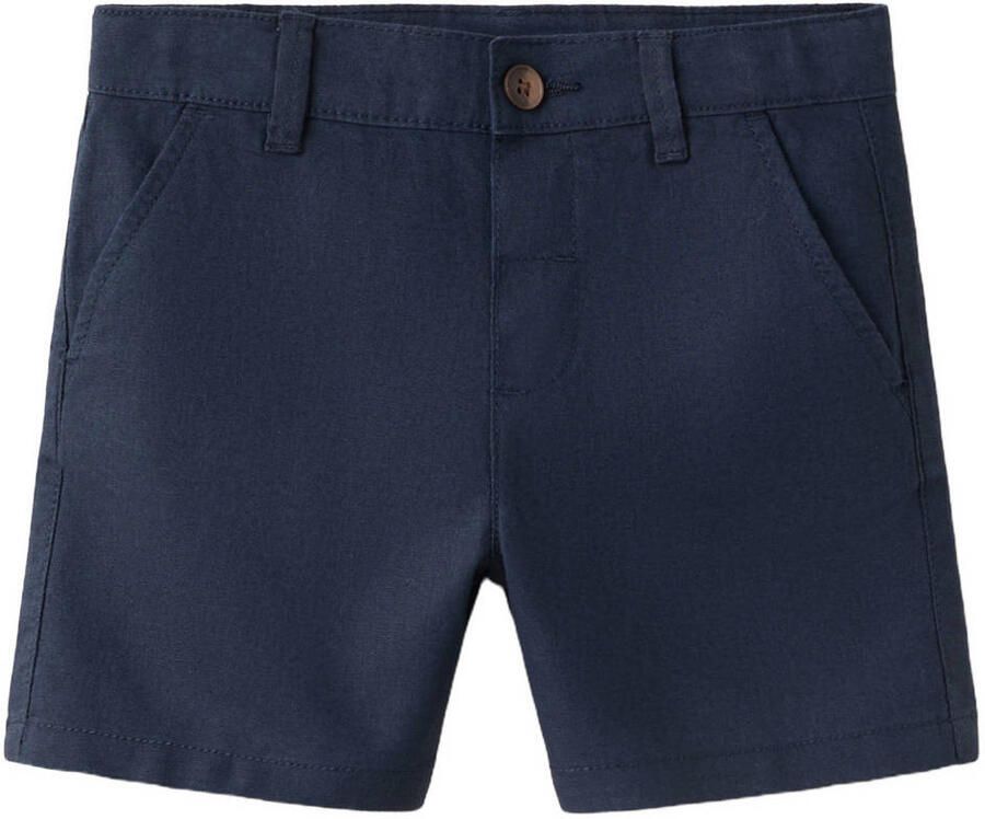 Mango Kids linnen chino short donkerblauw