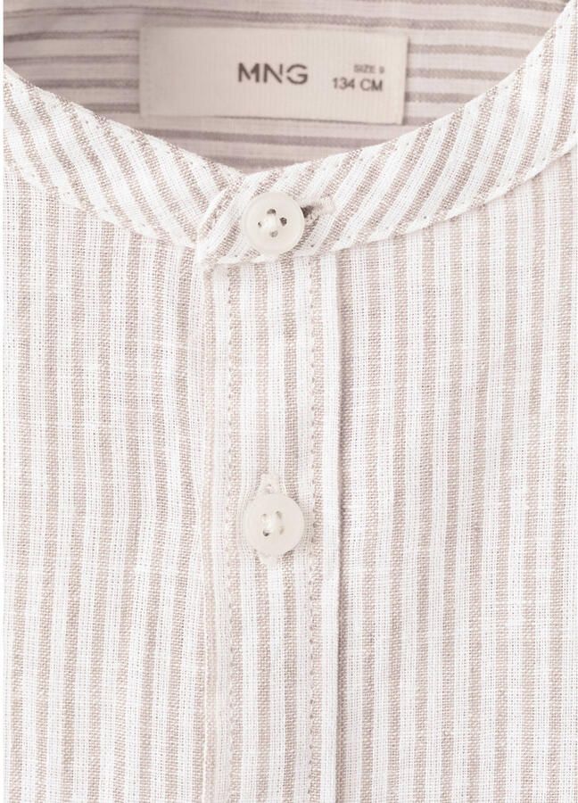 Mango Kids linnen gestreepte overhemd beige - Foto 3
