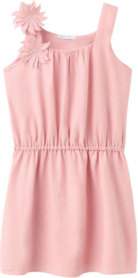 Mango Kids linnen korte jurk roze