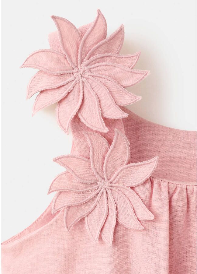 Mango Kids linnen korte jurk roze - Foto 2