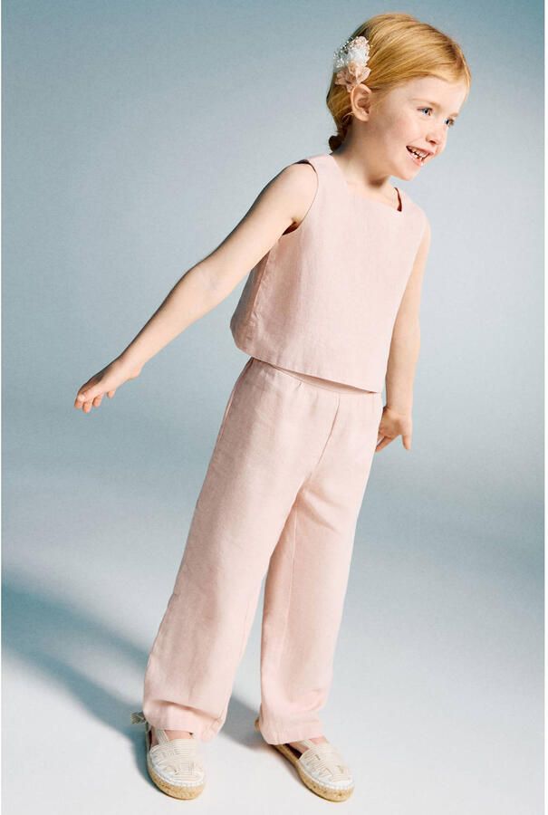 Mango Kids linnen mouwloze top lichtroze