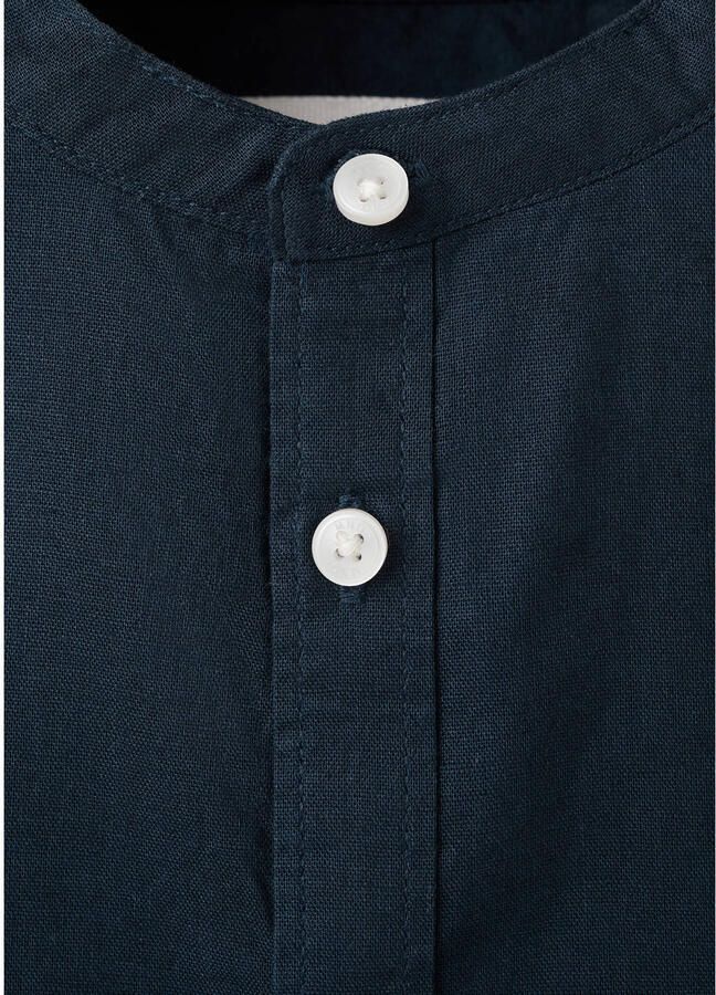 Mango Kids linnen overhemd donkerblauw - Foto 2
