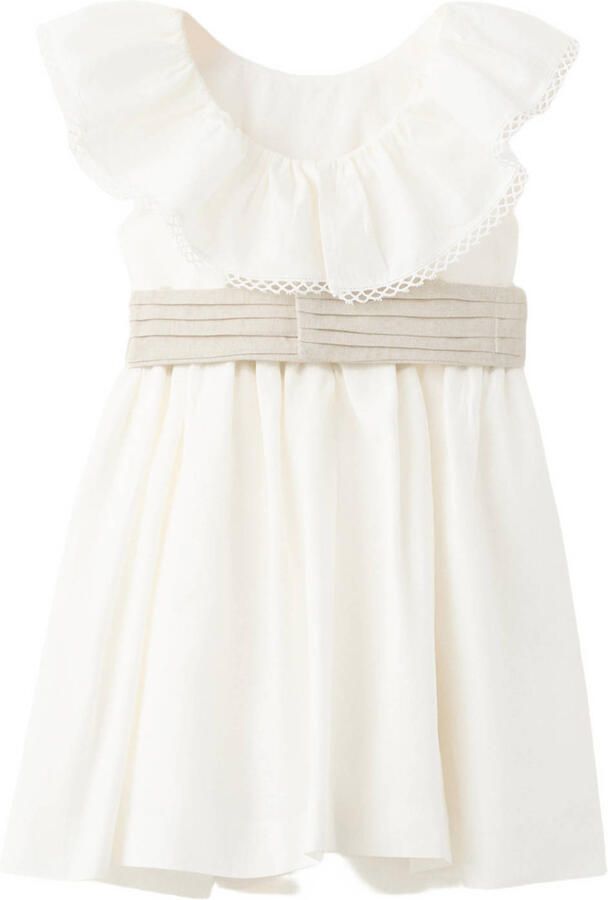 Mango Kids linnen zomerjurk wit - Foto 3