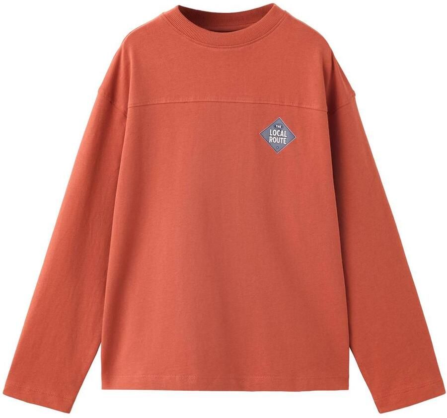 Mango Kids longsleeve met backprint oranje Jongens Katoen Ronde hals