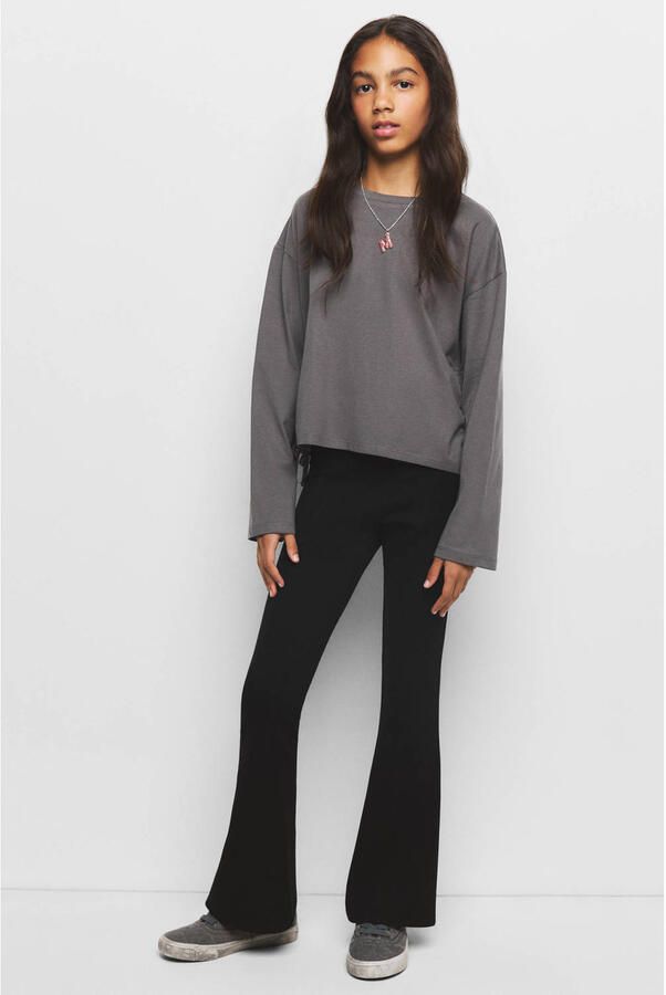 Mango Kids longsleeve met plooien antraciet
