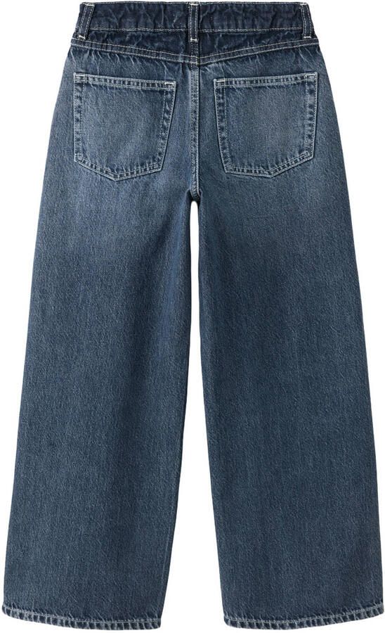 Mango Kids low waist wide leg jeans donkerblauw - Foto 3