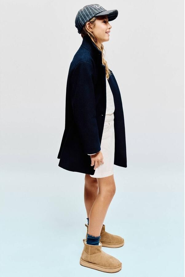 Mango Kids manteljas donkerblauw Meisjes Polyester Opstaande kraag Effen - Foto 2