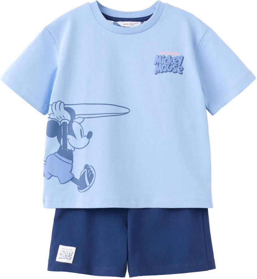 Mango Kids Mickey Mouse shortama blauw