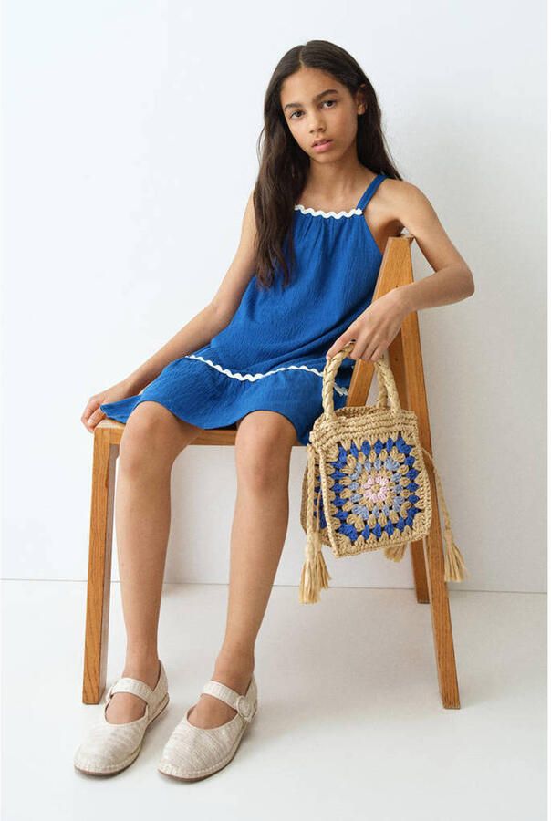 Mango Kids midi jurk blauw - Foto 2